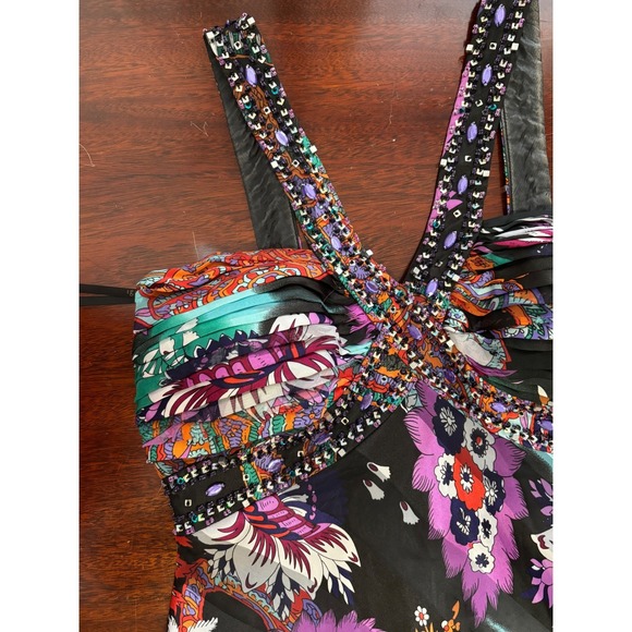 Ignite Evenings Carol Lin Beaded Halter Formal Dress 8 Paisley Floral Mermaid - Picture 8 of 10